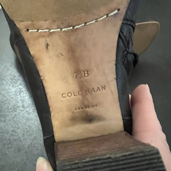 Cole Haan Cassidy Ankle Bootie D41598 Leather Zip Closure Straps Black Women 7.5 - Picture 7 of 12